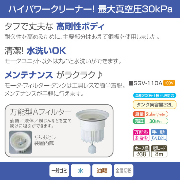 スイデン（Suiden） 掃除機 Gクリーン 万能型 タンク実容量22L SGV