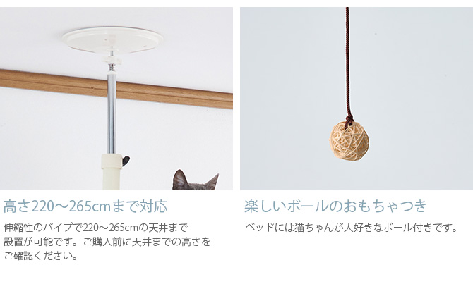 キャットタワー おしゃれ キャットツリー 突っ張り 猫用 Bonbi ボンビ