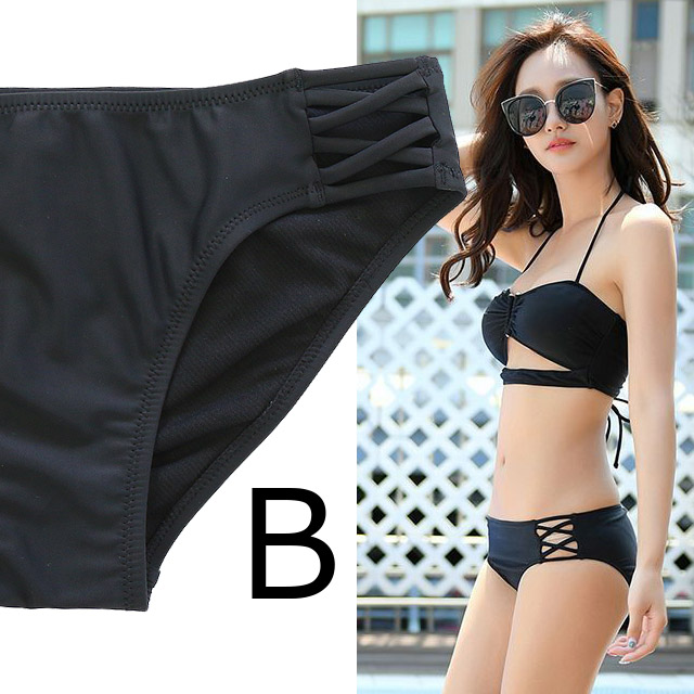  swimsuit lady's swimming shorts shorts single goods large size high waist single goods plain black pants under only side Cross bikini bla optional mail service free shipping 