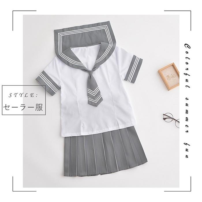 S/M/L/XL/2XL форма матроска короткий рукав галстук имеется матроска юбка лето sailor женщина высота сырой форма серый JK способ женский девочка костюм симпатичный 