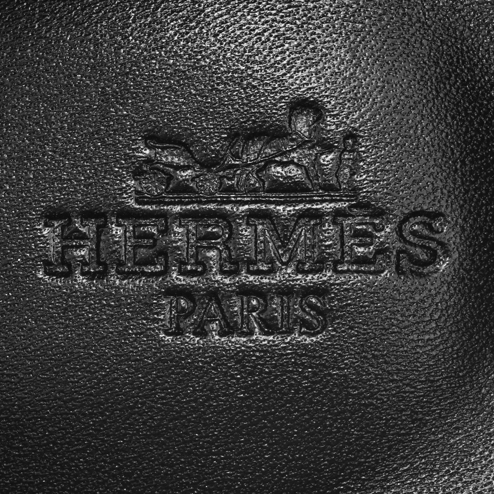 Hermes HERMES Париж PARIS мокасины кожа черный Gold металлические принадлежности 37 1/2 24.5cm женский 