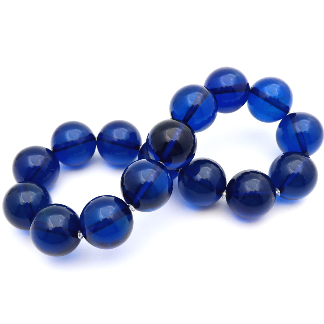 GOLD STONE ブルーカラー アンバー ブレスレット 12mmリトアニア