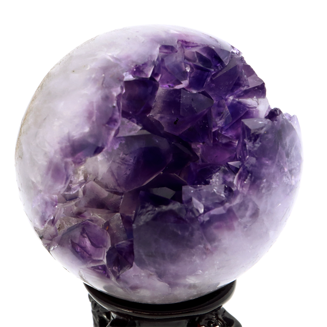 アメジスト 笑口 丸玉 直径74mm 511g 台座付き ジオード 1点もの