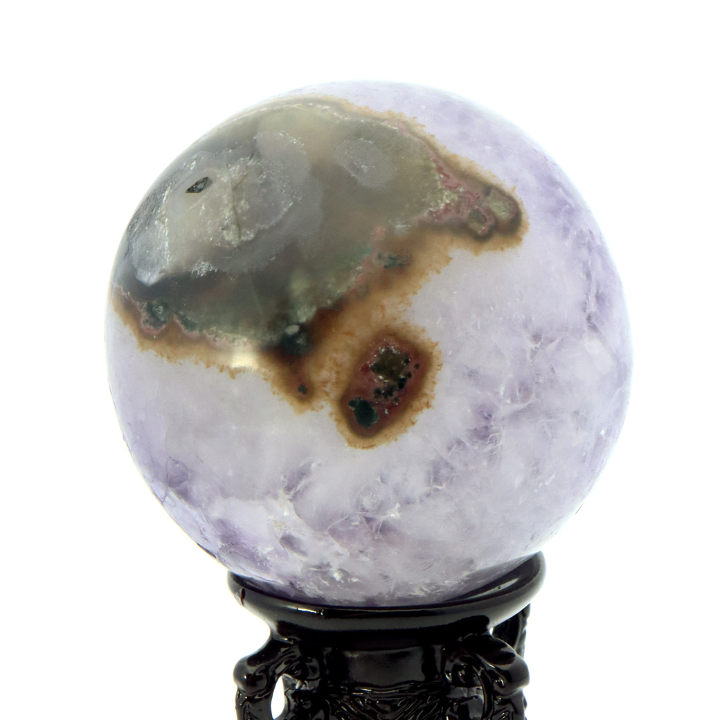 GOLD STONE アメジスト 笑口 丸玉 直径72mm 460g 台座付き ジオード 1