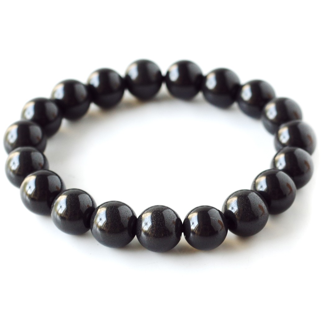 GOLD STONE 北投石 ブレスレット メンズ レディース 10mm 黒色 台湾産 