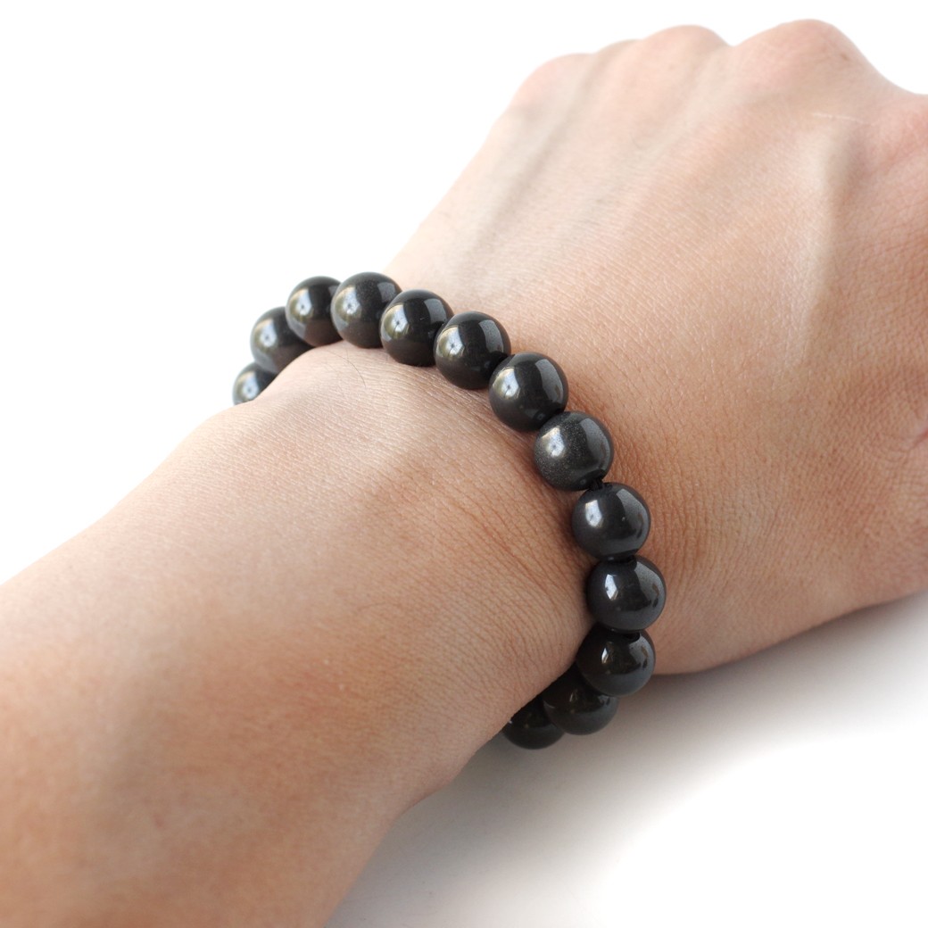 GOLD STONE 北投石 ブレスレット メンズ レディース 10mm 黒色 台湾産 