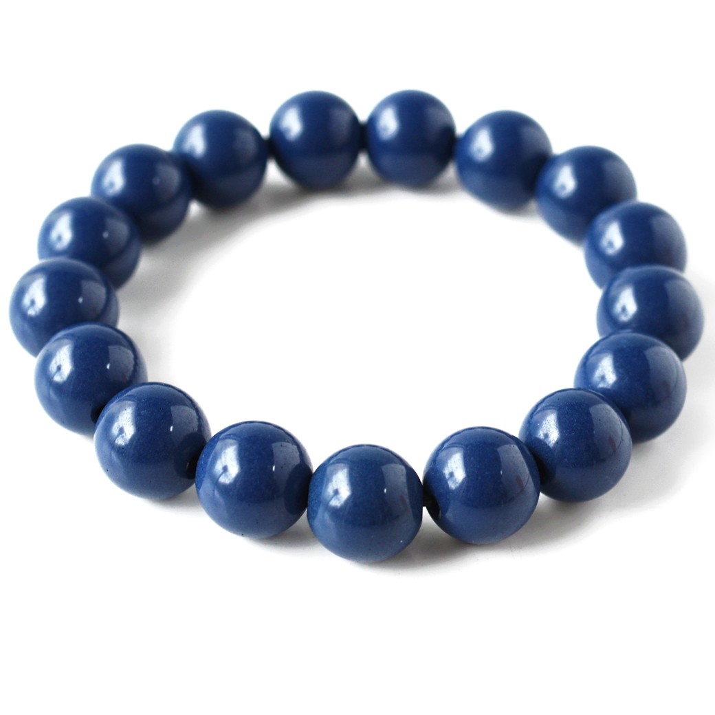 GOLD STONE 北投石 ブレスレット メンズ レディース 12mm 青色 台湾産
