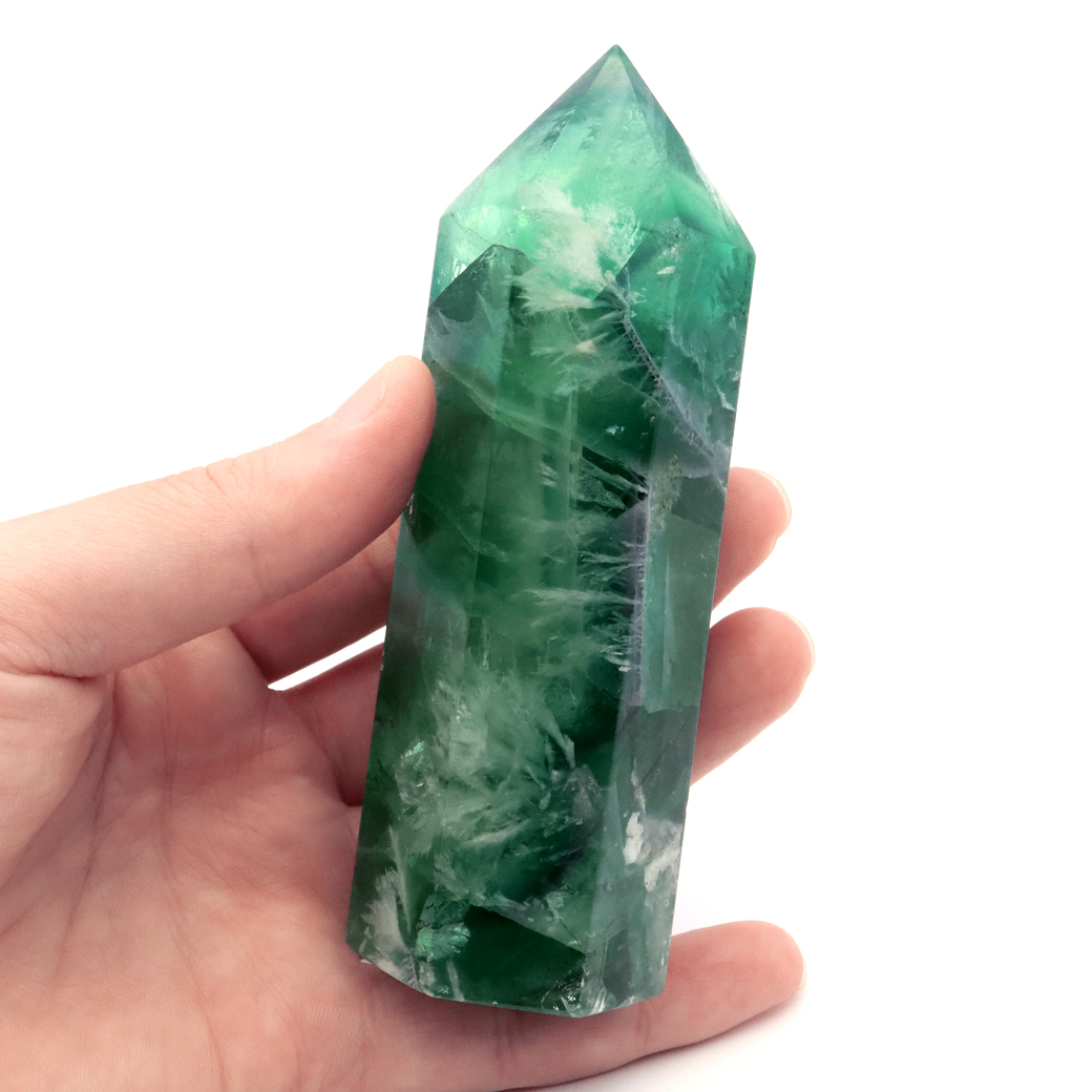 GOLD STONE エンジェルフェザー フローライト 六角柱 346g ポイント 1