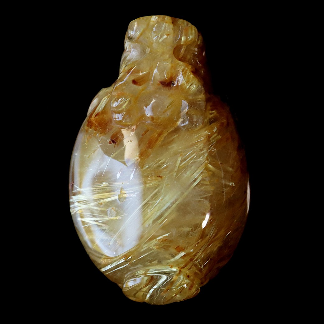 GOLD STONE タイチン ルチルクォーツ ロングイ 龍亀 風水 置物 天然石