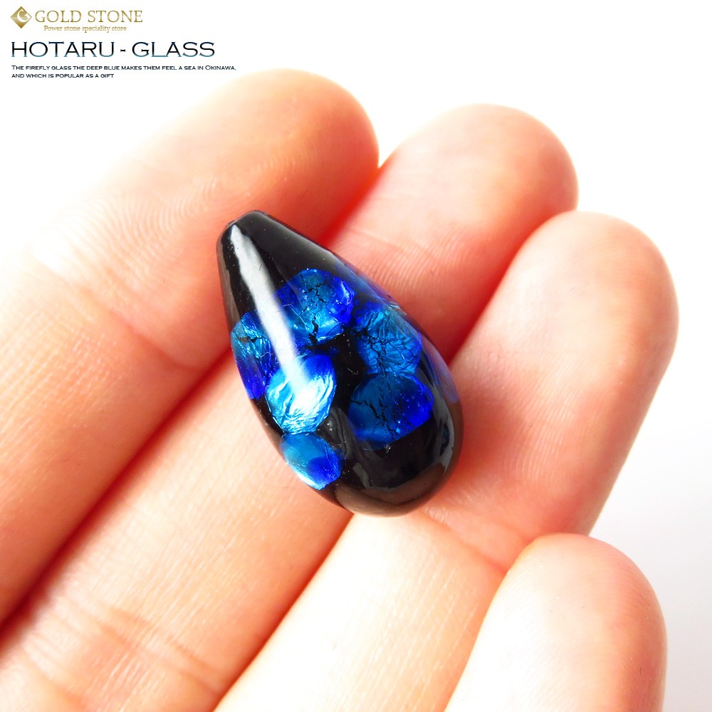 ホタルガラス 粒売り ビーズ 1粒 しずく型 サイズ大 23 x 13mm