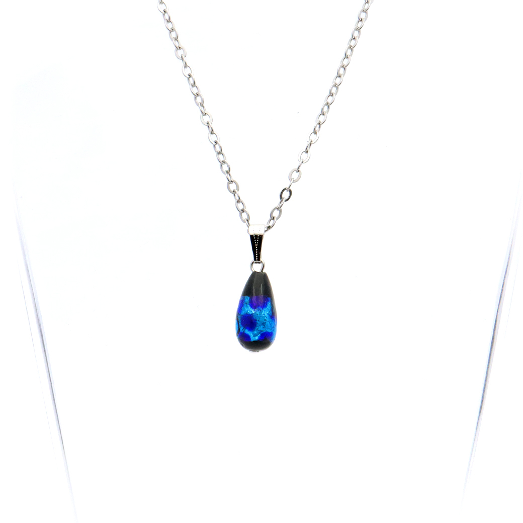 GOLD STONE ホタルガラス ネックレス ブルー 光る しずく ドロップ