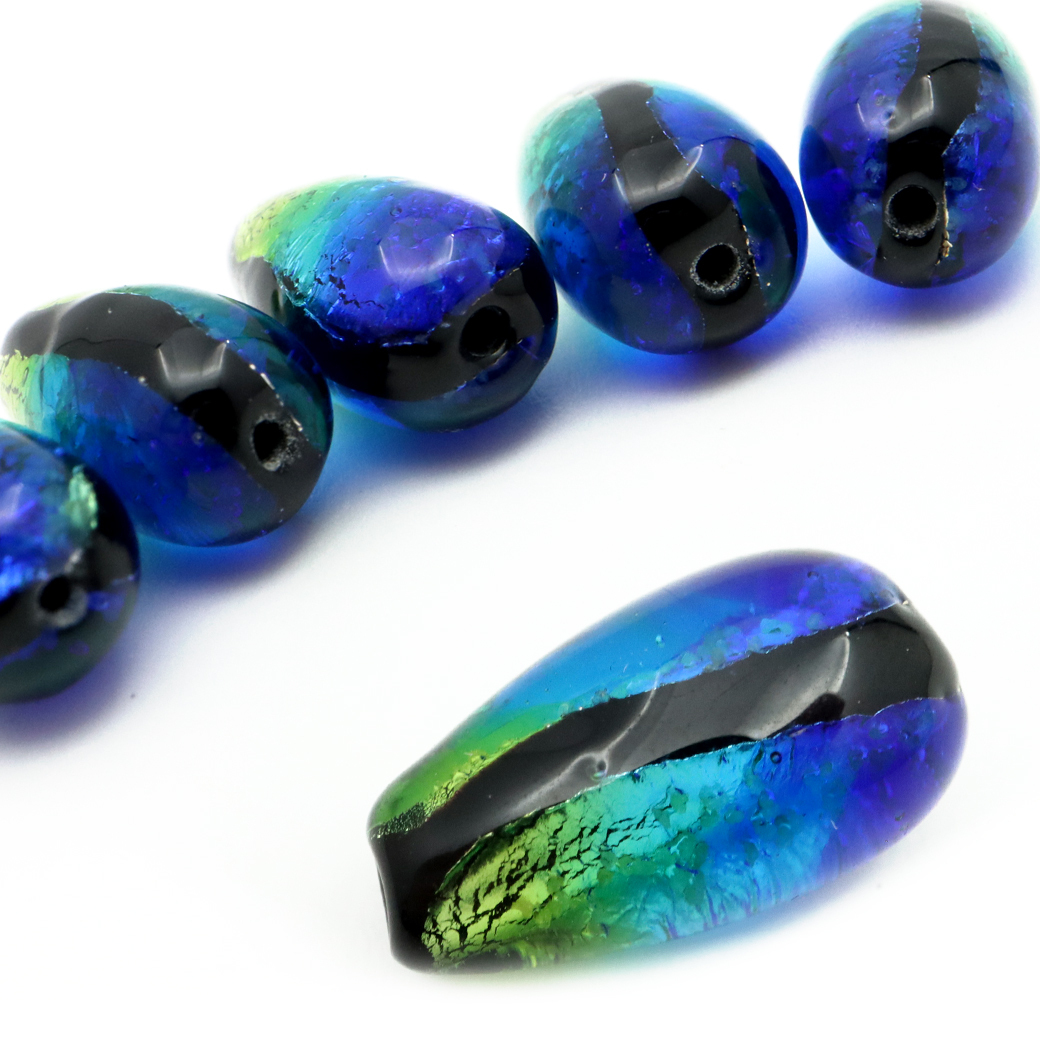 光る ケラママリン ホタルガラス しずく型 ドロップ 約15 x 8mm