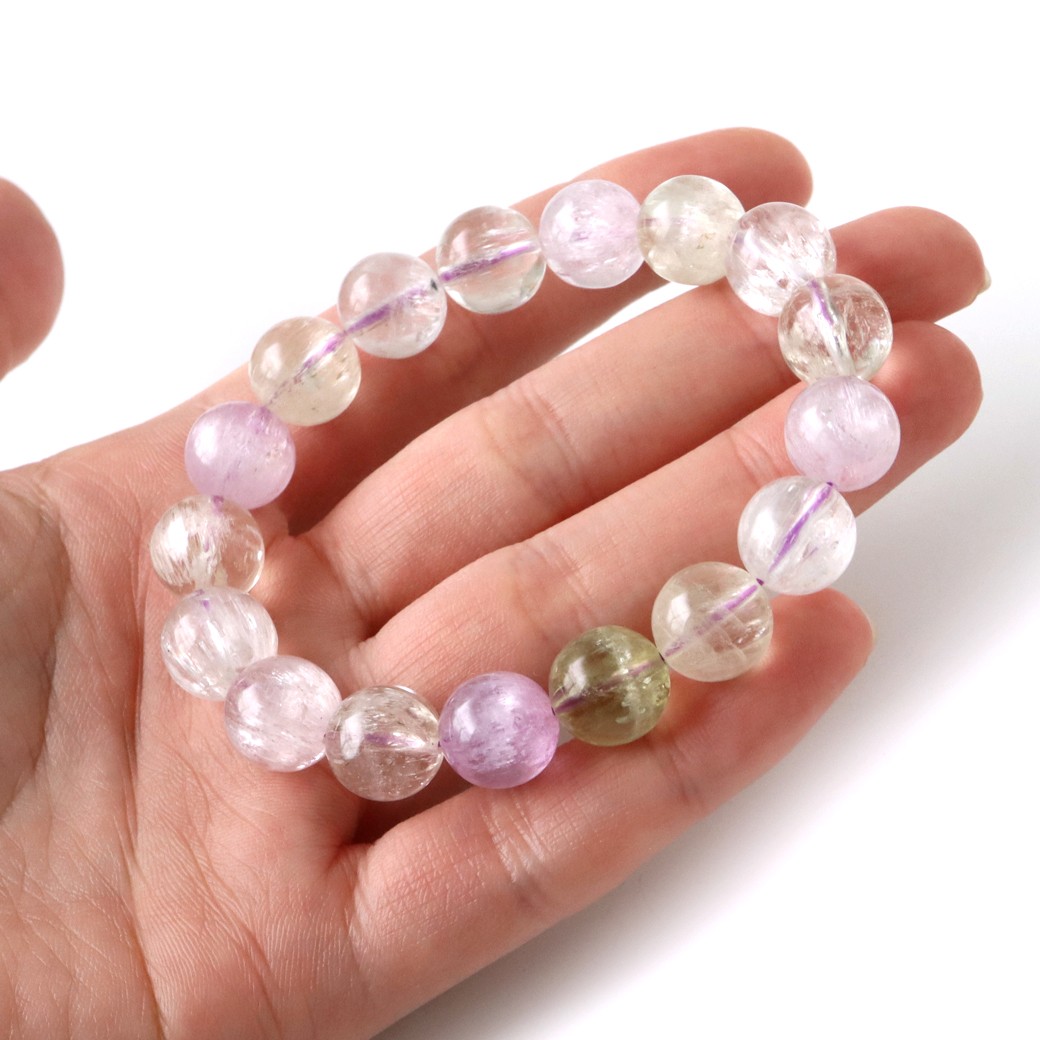 【新品未使用/鑑別書付き】即購入可✨透明度抜群✨大玉クンツァイトブレスレット GOLD STONE クンツァイト ブレスレット メンズ レディース 11.5mm AAA