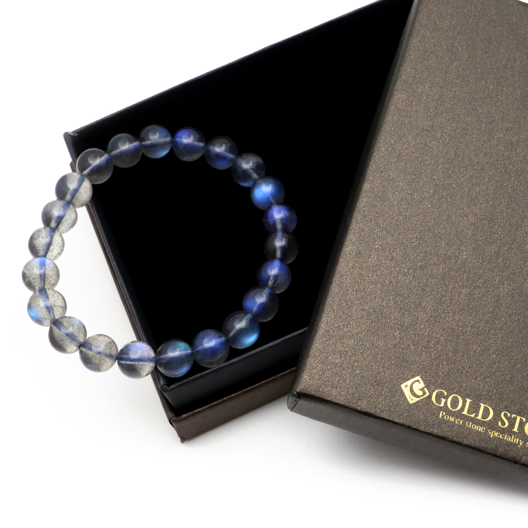 GOLD STONE ラブラドライト ブレスレット 8.5mm AAAAA ブルーに輝く