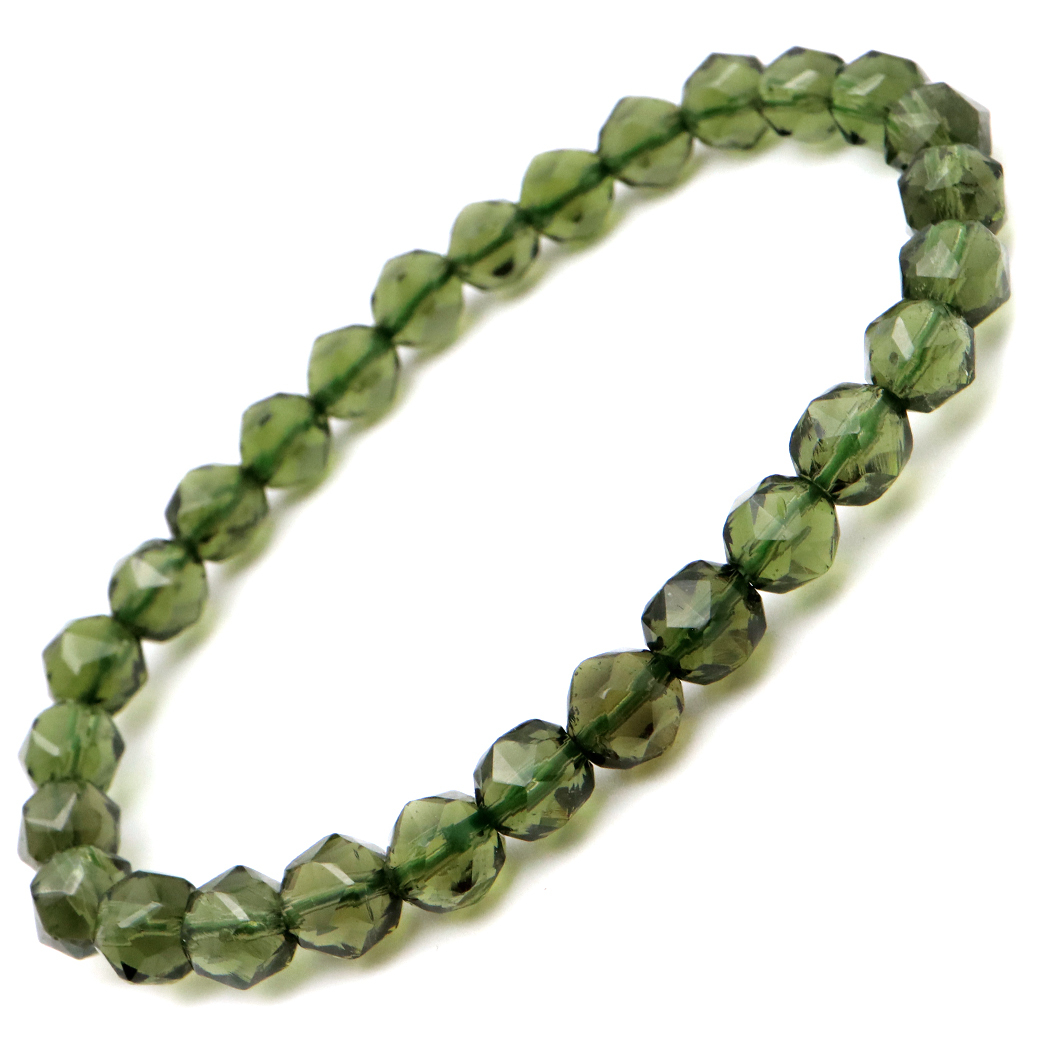 GOLD STONE モルダバイト ブレスレット スターカット 6.5-7.5mm 鑑別書