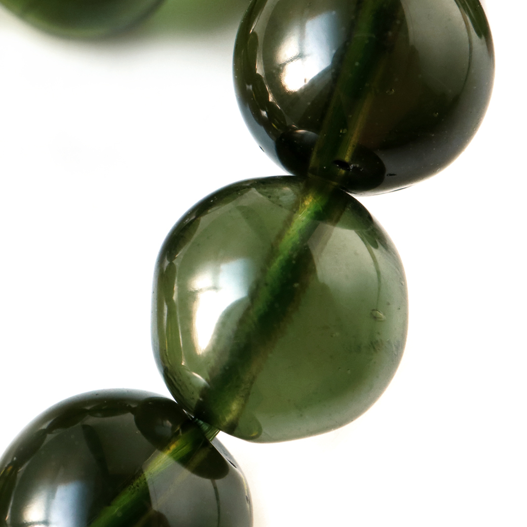 モルダバイト、スカベラ、カーピング【鑑別書付き】 モルダバイト ブレスレット 11mm 鑑別書付き 天然ガラス 1点物