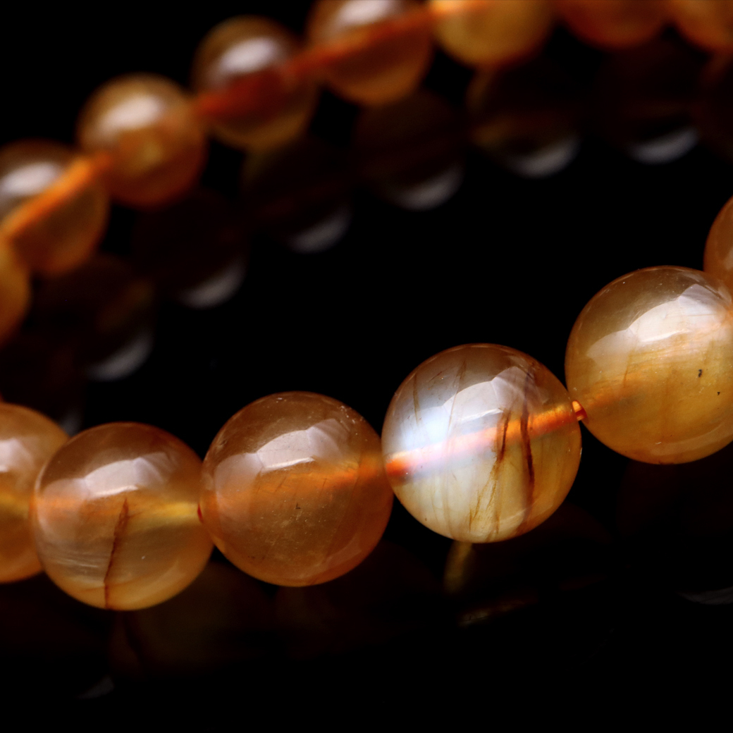 GOLD STONE プラジオクレース ムーンストーン ブレスレット 10mm 天然 