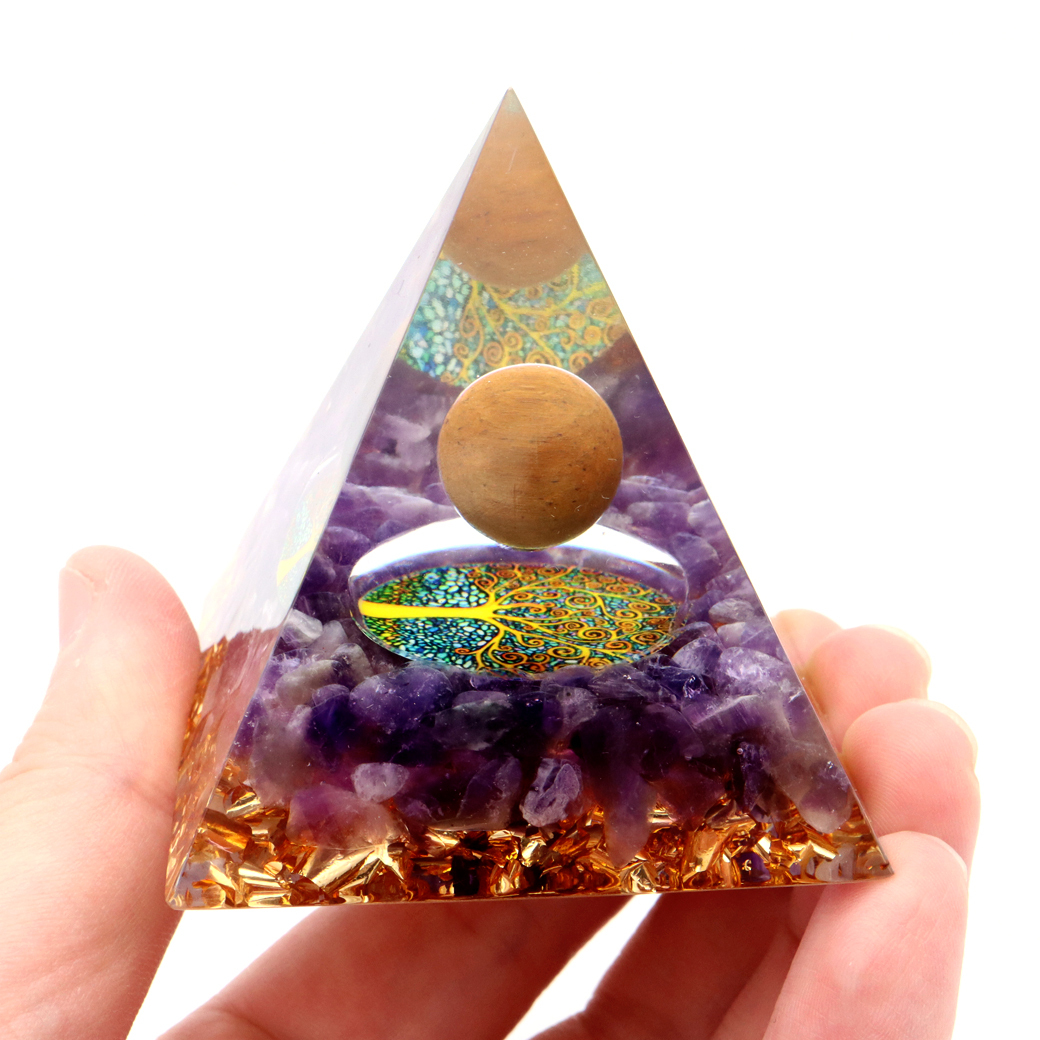 SALE オルゴナイト ピラミッド アメジスト 丸玉入り チャクラ 紫水晶