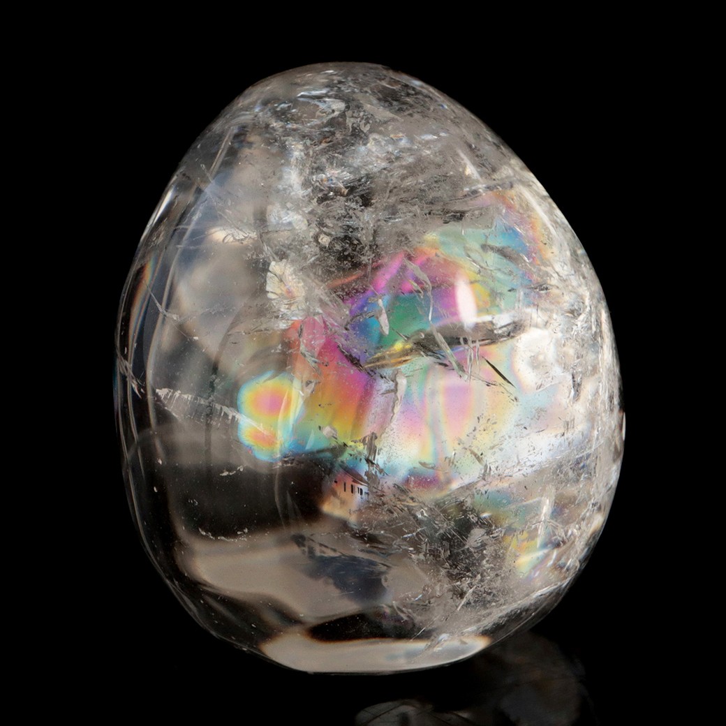 GOLD STONE クリスタル スカル 天然水晶 虹入り 骸骨 置物