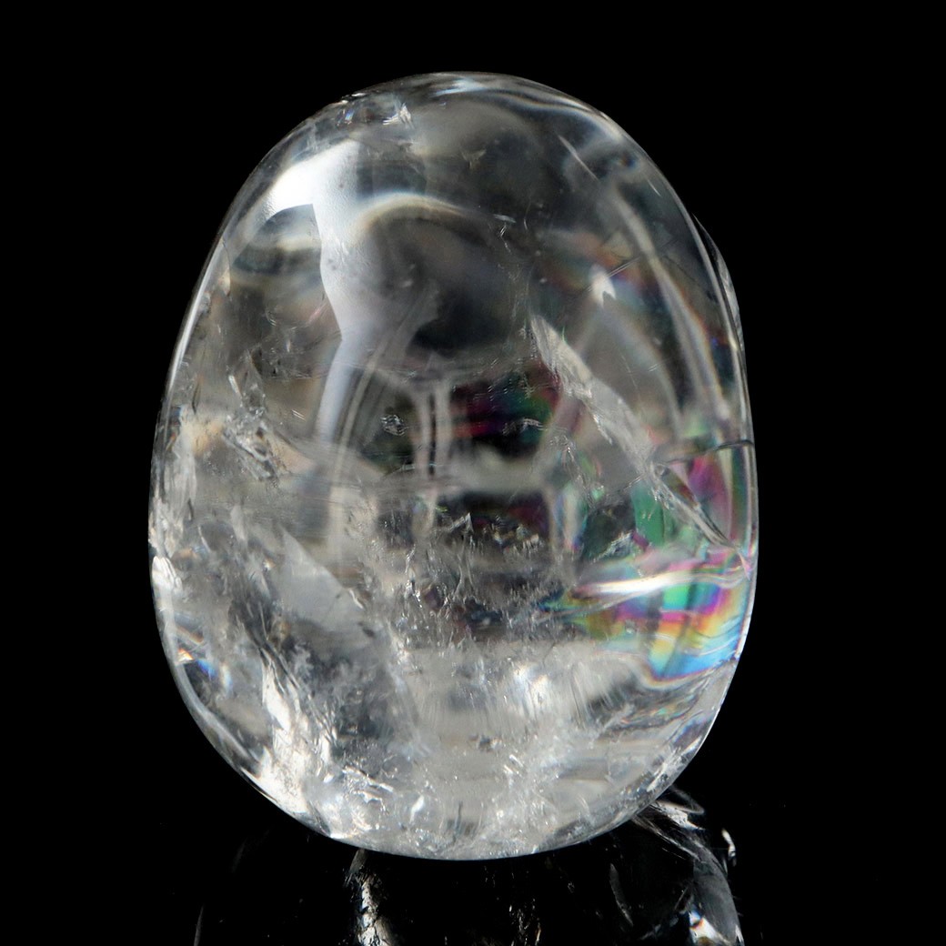 GOLD STONE クリスタル スカル 天然水晶 虹入り 骸骨 置物 アイリス