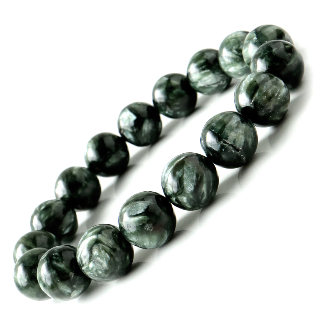 GOLD STONE セラフィナイト ブレスレット 12mm 斜緑泥石 ロシア産 高
