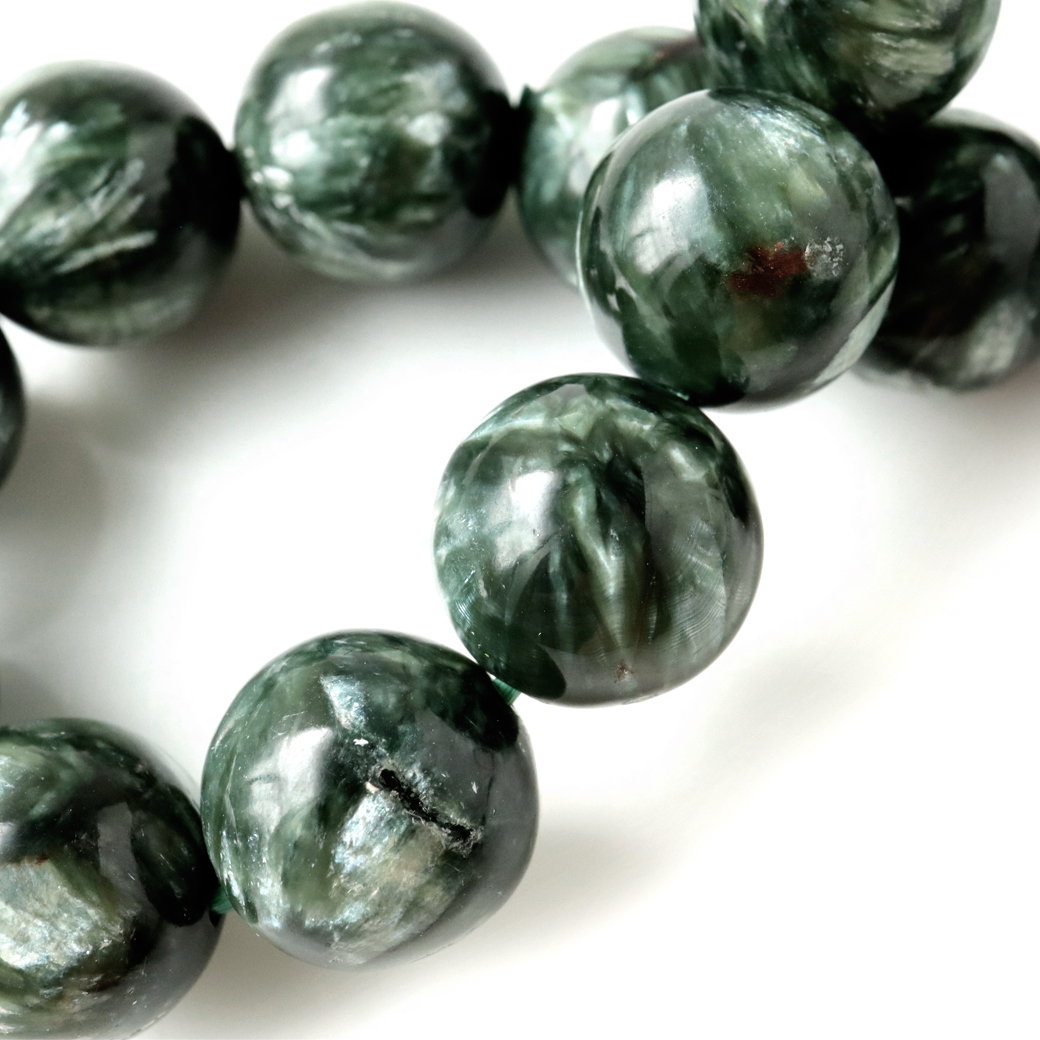 GOLD STONE セラフィナイト ブレスレット 12mm 斜緑泥石 ロシア産 高
