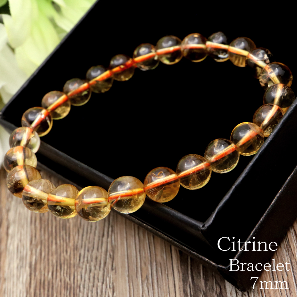 GOLD STONE シトリン ブレスレット 7mm 黄色水晶 ブラジル産 11月