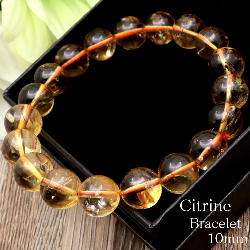 GOLD STONE シトリン ブレスレット 10mm 黄色水晶 ブラジル産 11