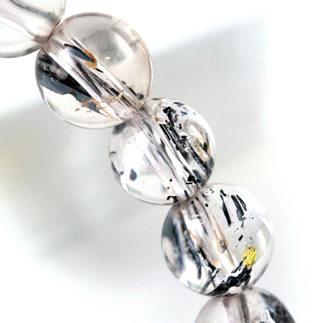 スティブナイトインクォーツ＆ゴールドルチルクォーツブレスレット GOLD STONE スティブナイト インクォーツ ブレスレット 6.5mm 高透明