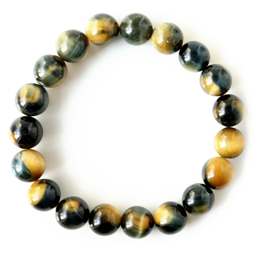 【ほぅ】ゴールドタイガーアイのゴムブレスレット タイガーアイ ブレスレット 14mm ｜ 天然石通販の4976堂
