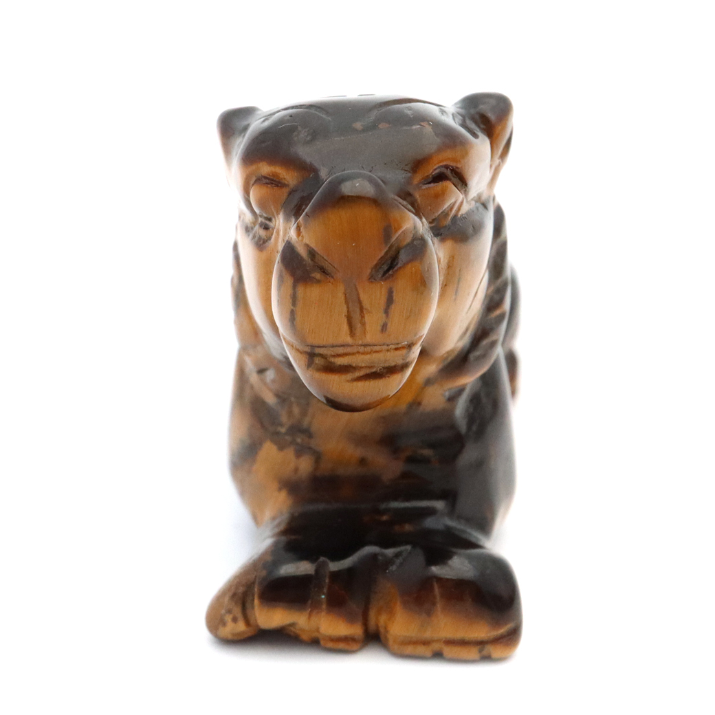 タイガーアイ 虎 置物 彫刻 ミニサイズ 虎眼石 風水 干支 とら 飾り物