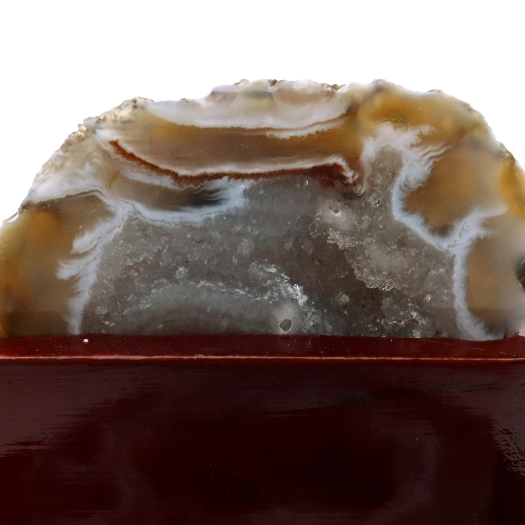 GOLD STONE トレジャーメノウ 台付き 1点もの 124g 瑪瑙 風水 聚宝盆