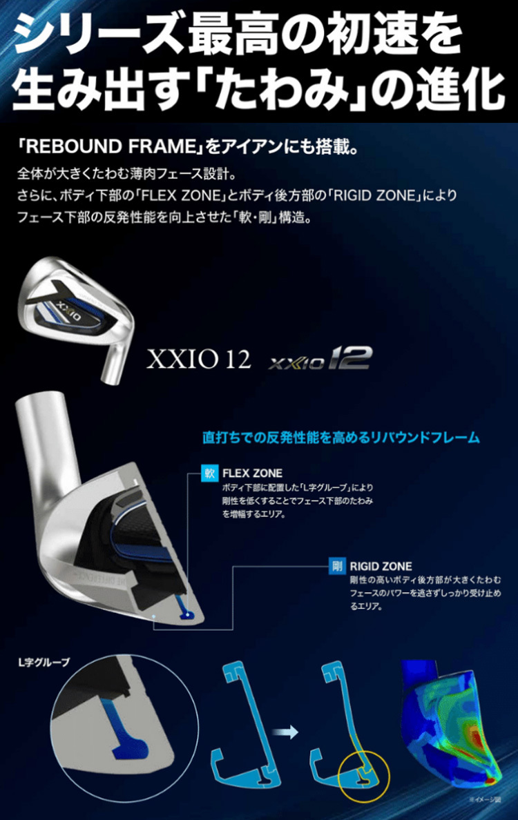 【最終】 (クリアランス)(レフティ) ダンロップ ゼクシオ12(XXIO12) アイアンセット(#6〜9，Pwの5本 / ネイビー) ゼクシオMP1200カーボンシャフト メンズ 2022年 ゴルフク 【ZYX1100026946】(38805円)