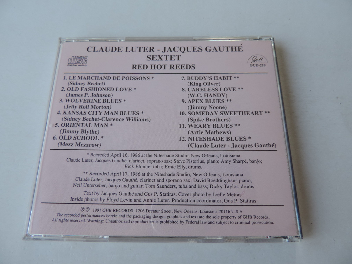Claude Luter - Jacques Gauthe Sextet / Red Hot Reeds // CD