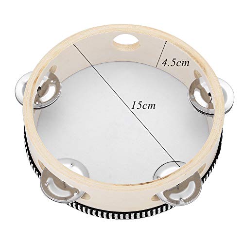  portable tambourine 6 -inch, birch material made of metal. bell percussion instruments gift, music education drum musical instruments KTV party. game for (6 -inch )
