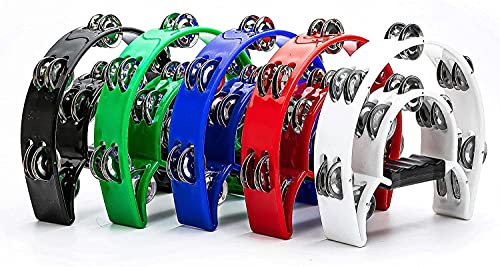 2 row tambourine, trout fa knee made of metal. bell in stock. percussion instruments handbell is, child . adult music beginner therefore. great musical instruments. present. ( red )