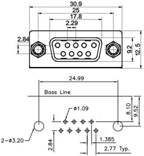 ANMBEST DB9 solder connector,9PINRS232 terminal adapter Break out board (Female)