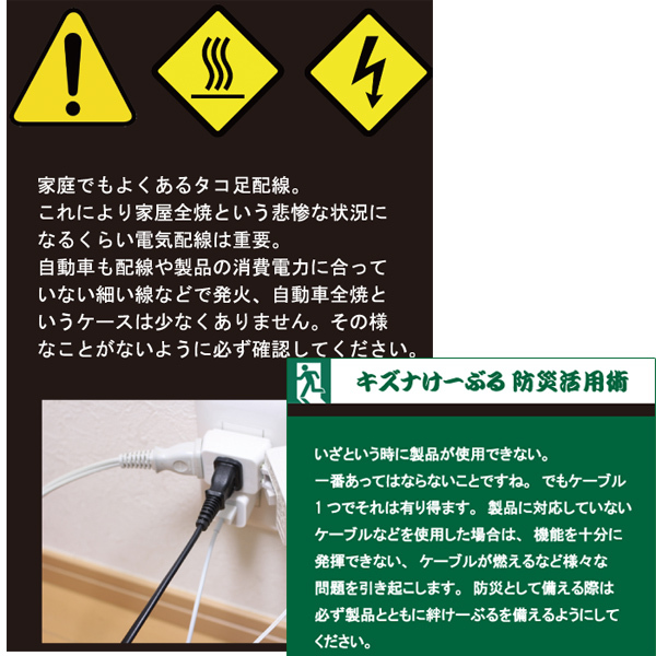 直流家 キズナけーぶる シガープラグコード DC12V用 最大10A タケル