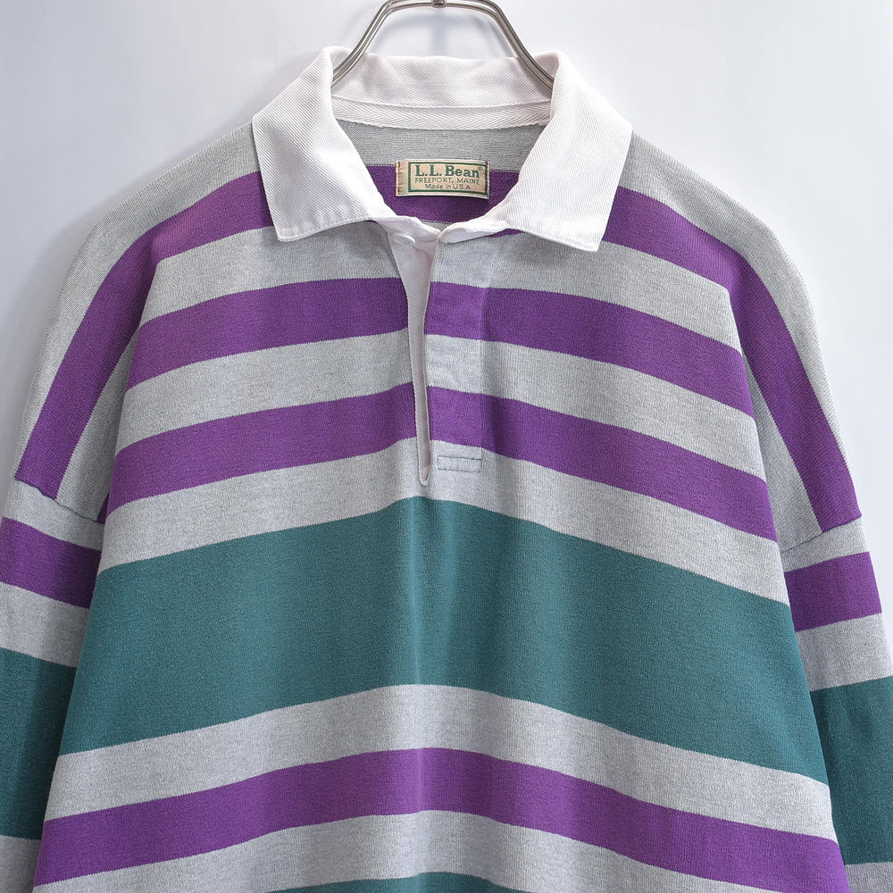 80~90s America производства L.L.Bean L e рубин n окантовка Rugger рубашка Vintage длинный рукав регби футбол ko