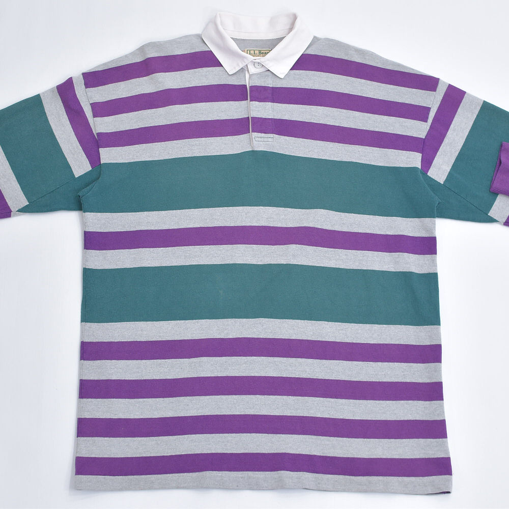 80~90s America производства L.L.Bean L e рубин n окантовка Rugger рубашка Vintage длинный рукав регби футбол ko