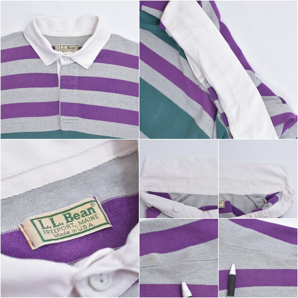80~90s America производства L.L.Bean L e рубин n окантовка Rugger рубашка Vintage длинный рукав регби футбол ko