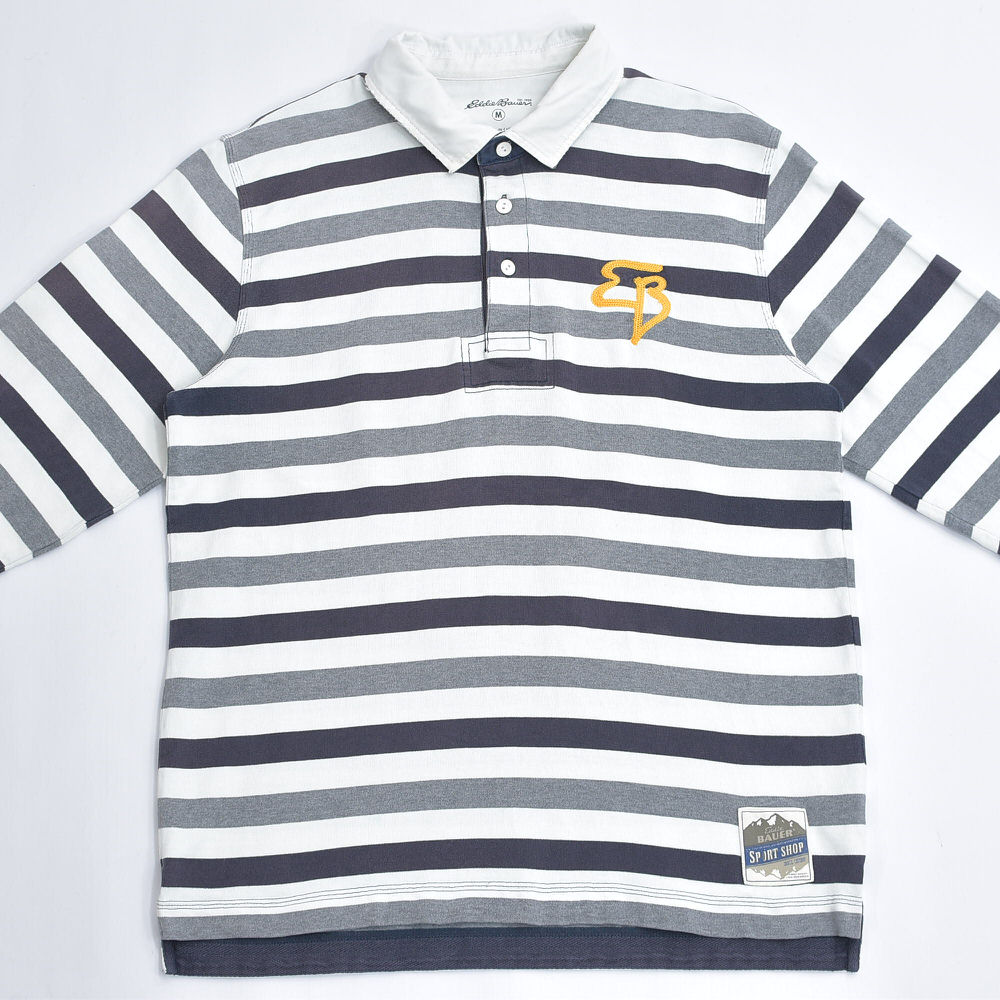 00s~ Eddie Bauer Eddie * Bauer Logo вышивка окантовка Rugger рубашка регби Polo длинный рукав уличный бренд U