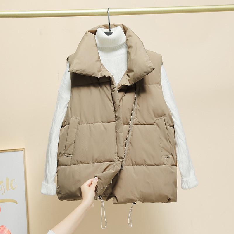  the best lady's cotton inside the best .. collar down vest protection against cold high‐necked thin with cotton choki gilet outer tops easy autumn winter commuting going to school 