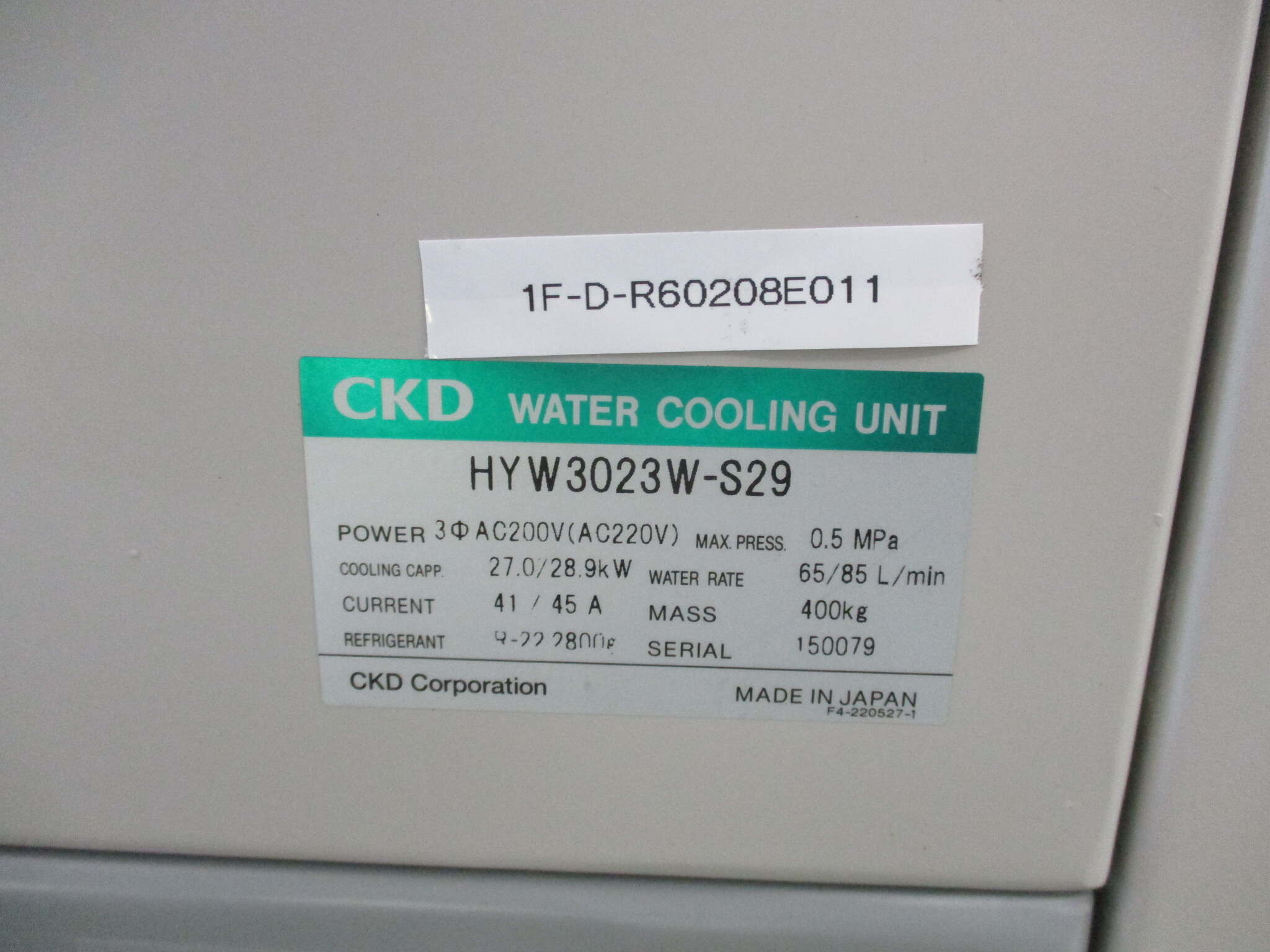  used CKD circulation type water cooling system high cool HYW3023W-S29 postage extra (1F-D-R60208E011)