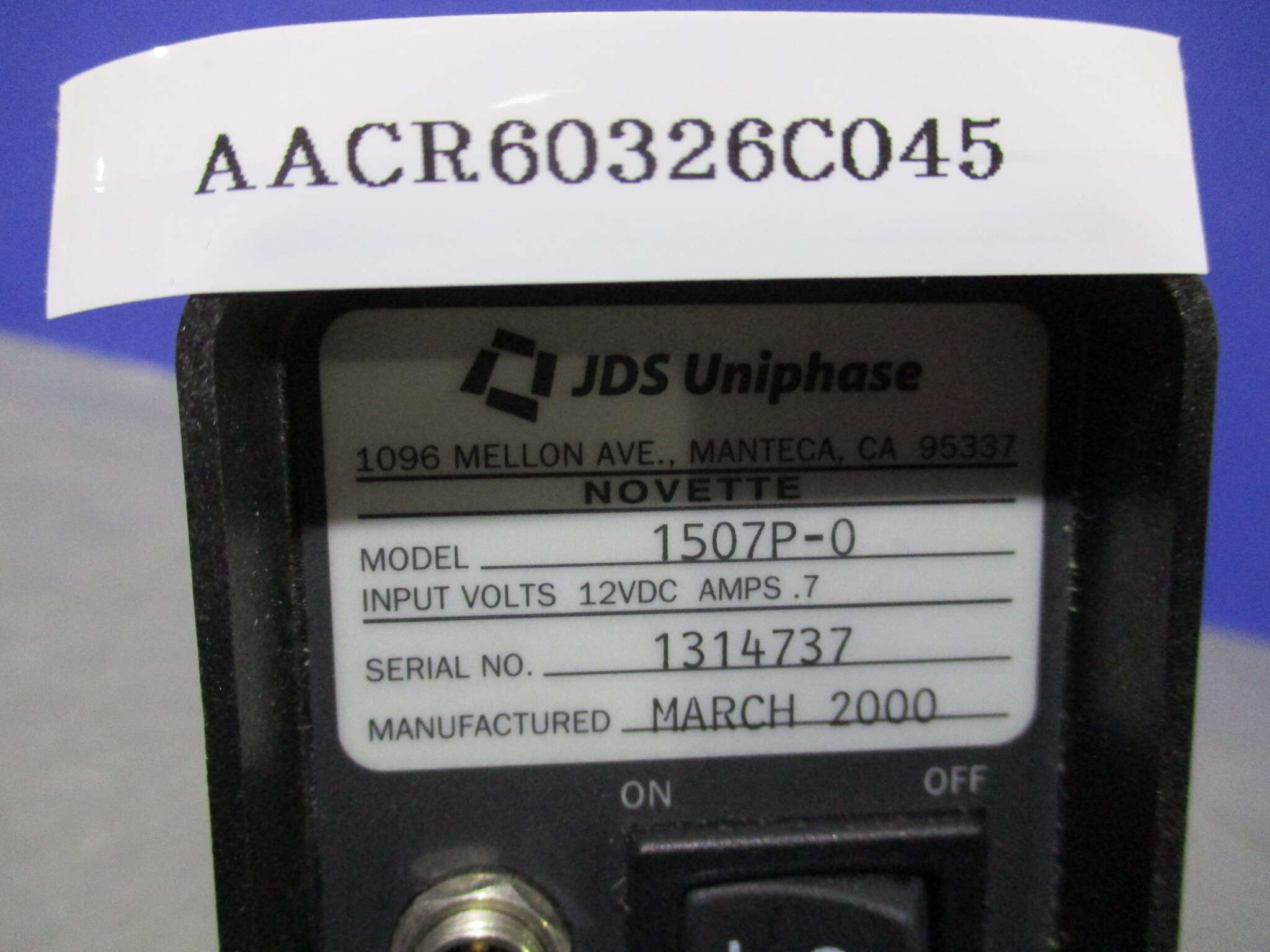  used JDS UNIPHASE NOVETTE 1507P-0 (AACR60326C045)