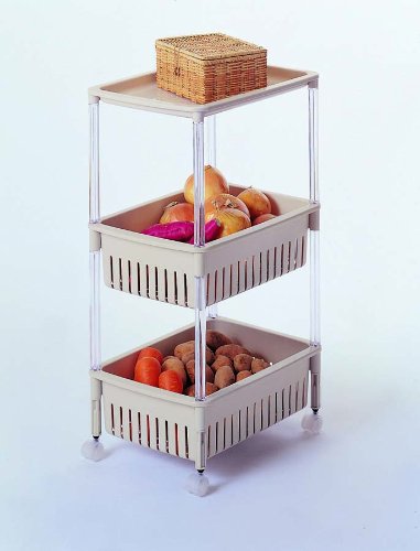  sun ko- plastic .. interval storage beige approximately width 15× depth 50× height 87cm table Wagon 4 step super slim 