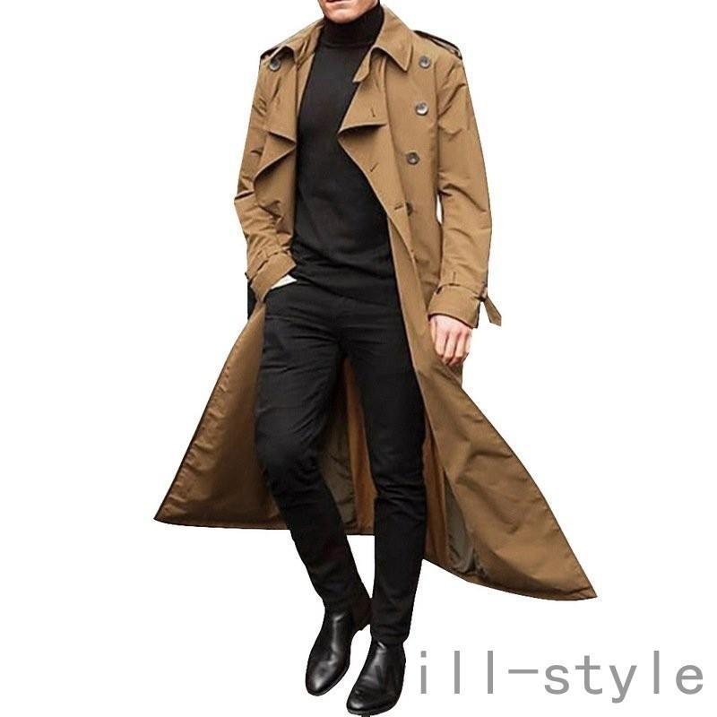  long coat men's trench coat Chesterfield coat double coat duster coat business coat outer gentleman clothes for man large size equipped 