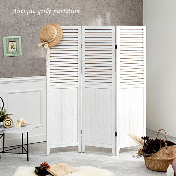  partition stylish Northern Europe white part shop divider 3 ream curtain louver wall pretty antique wooden eyes .. partitioning screen folding slim bulkhead . light weight . series final product 