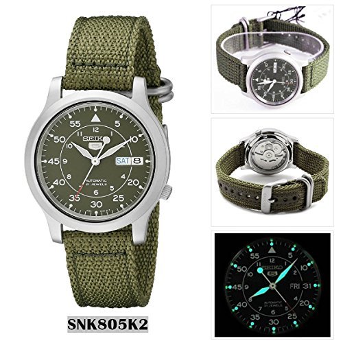 セイコー] SEIKO 5 腕時計 自動巻き 海外モデル ミリタリー カーキ 