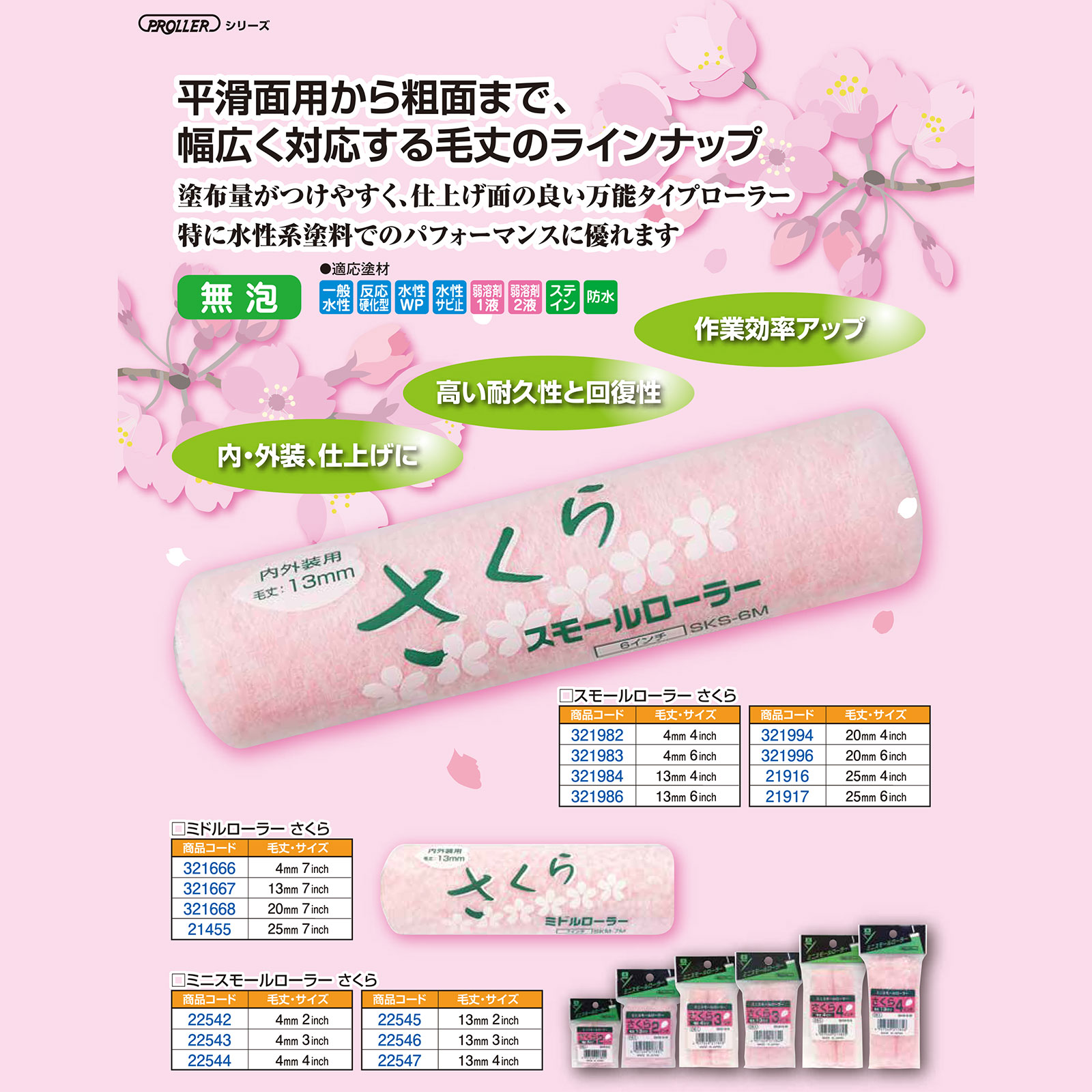 . река промышленность Sakura маленький ролик 6 дюймовый 25mm 1 шт. l ролик нет пена 21917 длина шерсть DIY покраска для краска 